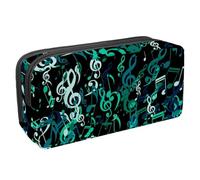 VAPOKF Astuccio per penne, matite, cancelleria per studenti, per ragazzi e ragazze, per scuola e ufficio, con chiavi di note musicali verdi cadenti, Multi, 2.3x8.2x3.9in/6x21x10cm, Organizer per borse