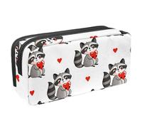 VAPOKF Astuccio per penne, matite, cancelleria per studenti, per ragazzi e ragazze, per scuola e ufficio, motivo: procione che tiene un cuore tra le mani, Multi, 2.3x8.2x3.9in/6x21x10cm, Organizer per