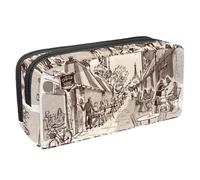 VAPOKF Astuccio per penne, matite, cancelleria per studenti, per ragazzi e ragazze, per scuola e ufficio, motivo: Coffee Street in The City, Multi, 2.3x8.2x3.9in/6x21x10cm, Organizer per borse