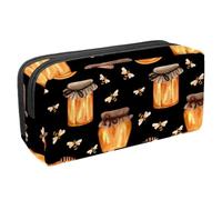 VAPOKF Astuccio per penne, matite, cancelleria per studenti, per ragazzi e ragazze, per scuola e ufficio, con api volanti e barattolo di miele, Multi, 2.3x8.2x3.9in/6x21x10cm, Organizer per borse
