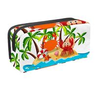 VAPOKF Astuccio per penne, matite, cancelleria per studenti, per ragazzi e ragazze, per scuola e ufficio, motivo: granchi sull'isola, Multi, 2.3x8.2x3.9in/6x21x10cm, Organizer per borse
