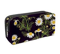 VAPOKF Astuccio per penne, matite, cancelleria per studenti, per ragazzi e ragazze, per scuola e ufficio, camomilla selvatica con foglie verdi, Multi, 2.3x8.2x3.9in/6x21x10cm, Organizer per borse