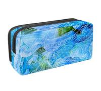VAPOKF Astuccio per penne, matite, cancelleria per studenti, per ragazzi, ragazze, forniture scolastiche e ufficio, motivo acquerello blu Zen Art, Multi, 2.3x8.2x3.9in/6x21x10cm, Organizer per borse