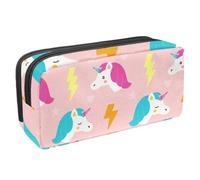 VAPOKF Astuccio per penne, matite, cancelleria per studenti, per ragazzi, ragazze, forniture scolastiche e ufficio, motivo unicorno rosa con fulmini, Multi, 2.3x8.2x3.9in/6x21x10cm, Organizer per