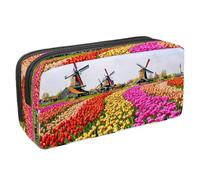 VAPOKF Astuccio per penne, matite, cancelleria per studenti, per ragazzi, ragazze, scuola e ufficio, campi di fiori e mulino a vento, Multi, 2.3x8.2x3.9in/6x21x10cm, Organizer per borse