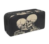 VAPOKF Astuccio per penne, matite, cancelleria per studenti, per ragazzi, ragazze, scuola e ufficio, con due teschi abbracciati, Multi, 2.3x8.2x3.9in/6x21x10cm, Organizer per borse