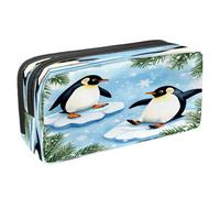 VAPOKF Astuccio per penne, matite, cancelleria per studenti, per ragazzi, ragazze, scuola e ufficio, con due pinguini sul ghiaccio