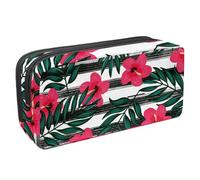 VAPOKF Astuccio per penne, matite, cancelleria per studenti, per ragazzi, ragazze, scuola e ufficio, con foglie tropicali, fiori rossi, strisce nere, Multi, 2.3x8.2x3.9in/6x21x10cm, Organizer per