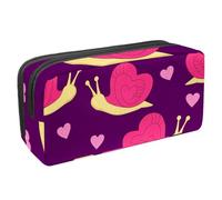 VAPOKF Astuccio per penne, matite, cancelleria per studenti, per ragazzi, ragazze, scuola e ufficio, con lumache gialle rosate, sfondo viola con cuore, Multi, 2.3x8.2x3.9in/6x21x10cm, Organizer per