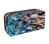 VAPOKF Astuccio per penne, matite, cancelleria per studenti, per ragazzi, ragazze, scuola e ufficio, con molte conchiglie marine e stelle marine