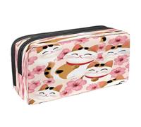 VAPOKF Astuccio per penne, matite, cancelleria per studenti, per ragazzi, ragazze, scuola e ufficio, con simpatici gatti fortunati, rosa ciliegia