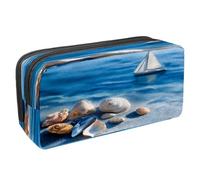 VAPOKF Astuccio per penne, matite, cancelleria per studenti, per ragazzi, ragazze, scuola e ufficio, conchiglie barca a vela sull'oceano