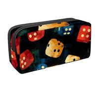 VAPOKF Astuccio per penne, matite, cancelleria per studenti, per ragazzi, ragazze, scuola e ufficio, dadi blu, rossi e gialli, Multi, 2.3x8.2x3.9in/6x21x10cm, Organizer per borse