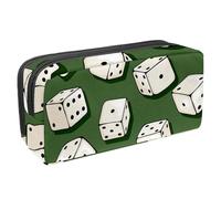 VAPOKF Astuccio per penne, matite, cancelleria per studenti, per ragazzi, ragazze, scuola e ufficio, dadi in stile cartone animato su sfondo verde, Multi, 2.3x8.2x3.9in/6x21x10cm, Organizer per borse