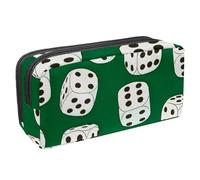 VAPOKF Astuccio per penne, matite, cancelleria per studenti, per ragazzi, ragazze, scuola e ufficio, dadi a sei lati su sfondo verde, Multi, 2.3x8.2x3.9in/6x21x10cm, Organizer per borse
