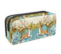 VAPOKF Astuccio per penne, matite, cancelleria per studenti, per ragazzi, ragazze, scuola e ufficio, due cervi con corna in fiore, Multi, 2.3x8.2x3.9in/6x21x10cm, Organizer per borse