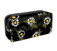 VAPOKF Astuccio per penne, matite, cancelleria per studenti, per ragazzi, ragazze, scuola e ufficio, motivo floreale di camomilla su sfondo scuro, Multi, 2.3x8.2x3.9in/6x21x10cm, Organizer per borse