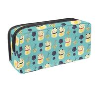 VAPOKF Astuccio per penne, matite, cancelleria per studenti, per ragazzi, ragazze, scuola e ufficio, motivo floreale con gatti fortunati giapponesi, Multi, 2.3x8.2x3.9in/6x21x10cm, Organizer per borse