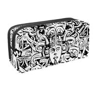 VAPOKF Astuccio per penne, matite, cancelleria per studenti, per ragazzi, ragazze, scuola e ufficio, motivo: Doodle Art, Multi, 2.3x8.2x3.9in/6x21x10cm, Organizer per borse