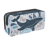 VAPOKF Astuccio per penne, matite, cancelleria per studenti, per ragazzi, ragazze, scuola e ufficio, motivo: squalo e parole a bordo, Multi, 2.3x8.2x3.9in/6x21x10cm, Organizer per borse