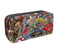 VAPOKF Astuccio per penne, matite, cancelleria per studenti, per ragazzi, ragazze, scuola e ufficio, motivo: scarabocchiare con la musica, Multi, 2.3x8.2x3.9in/6x21x10cm, Organizer per borse