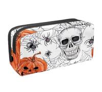 VAPOKF Astuccio per penne, matite, cancelleria per studenti, per ragazzi, ragazze, scuola e ufficio, motivo: Halloween Jack Skull Spider e Web, Multi, 2.3x8.2x3.9in/6x21x10cm, Organizer per borse