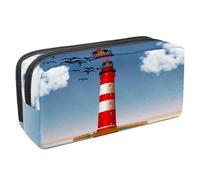 VAPOKF Astuccio per penne, matite, cancelleria per studenti, per ragazzi, ragazze, scuola e ufficio, motivo: faro di mare e spiaggia, Multi, 2.3x8.2x3.9in/6x21x10cm, Organizer per borse