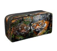 VAPOKF Astuccio per penne, matite, cancelleria per studenti, per ragazzi, ragazze, scuola e ufficio, motivo: due tigri