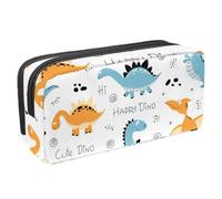 VAPOKF Astuccio per penne, matite, cancelleria per studenti, per ragazzi, ragazze, scuola e ufficio, motivo: Hello Happy Dinosaur, Multi, 2.3x8.2x3.9in/6x21x10cm, Organizer per borse