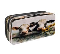 VAPOKF Astuccio per penne, matite, cancelleria per studenti, per ragazzi, ragazze, scuola e ufficio, mucche su recinzione in legno