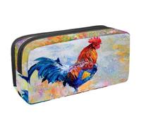 VAPOKF Astuccio per penne, matite, cancelleria per studenti, per ragazzi, ragazze, scuola e ufficio, pittura a olio colorata con gallo, Multi, 2.3x8.2x3.9in/6x21x10cm, Organizer per borse