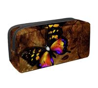 VAPOKF Astuccio per penne, matite, cancelleria per studenti, per ragazzi, ragazze, scuola e ufficio, pittura vintage con farfalle e natura, Multi, 2.3x8.2x3.9in/6x21x10cm, Organizer per borse