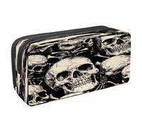 VAPOKF Astuccio per penne, matite, cancelleria per studenti, per ragazzi, ragazze, scuola e ufficio, scheletro con teschio morto