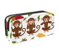 VAPOKF Astuccio per penne, matite, cancelleria per studenti, per ragazzi, ragazze, scuola e ufficio, scimmia con frutta, Multi, 2.3x8.2x3.9in/6x21x10cm, Organizer per borse