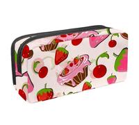 VAPOKF Astuccio per penne, matite, cancelleria per studenti, per ragazzi, ragazze, scuola e ufficio, torta di fragole e biscotti al cioccolato, Multi, 2.3x8.2x3.9in/6x21x10cm, Organizer per borse