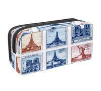 VAPOKF Astuccio per penne, matite, cancelleria per studenti, ragazzi e ragazze, materiale scolastico e ufficio, con timbro di viaggio nel mondo