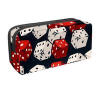 VAPOKF Astuccio per penne, matite, cancelleria per studenti, ragazzi e ragazze, per scuola e ufficio, dadi bianchi e rossi, Multi, 2.3x8.2x3.9in/6x21x10cm, Organizer per borse