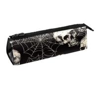 VAPOKF Astuccio porta penne con teschio morto ragnatela astuccio per cancelleria astuccio per cosmetici borsa compatta con cerniera, Multi, 5.5 ×6 ×20CM/2.2x2.4x7.9 in, Organizer per borse