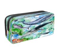 VAPOKF Astuccio portamatite con cerniera per ragazzi e ragazze, materiale scolastico e ufficio, polpo, medusa, cavalluccio marino, granchio, animali marini, Balena Oceanica, Polpo, Tartaruga,