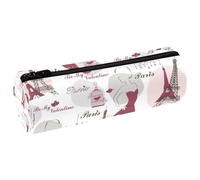 VAPOKF Astuccio portamatite, in pelle PU, con scritta "French Lady in a Dress", astuccio per penne e cancelleria per studenti, astuccio per trucchi per donne, ragazze, ragazzi, bambini, scuola e