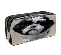 VAPOKF Astuccio portamatite per studenti, con cerniera, per ragazzi e ragazze, per scuola e ufficio, colore: nero e bianco, Shih Tzu cucciolo, multicolore, multicolore, 2.3x8.2x3.9in/6x21x10cm