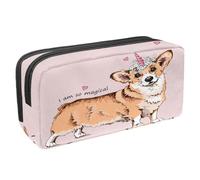 VAPOKF Astuccio portapenne, astuccio per studenti, per adolescenti, ragazzi, ragazze, scuola, forniture per ufficio, cane con un corno rosa unicorno, multi, 2,3 x 8,2 x 3,9 in/6 x 21 x 10 cm,