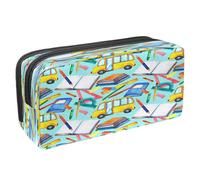 VAPOKF Astuccio portapenne con cerniera, per ragazzi e ragazze, materiale per la scuola e l'ufficio, rosa camion con rose dell'amore, Schoolbus Penna per quaderno, 2.3x8.2x3.9in/6x21x10cm, Astuccio