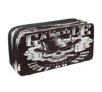 VAPOKF Astuccio portapenne con cerniera, per ragazzi e ragazze, per scuola e ufficio, motivo teschio grunge diviso, Vintage Gioco D'azzardo Gangster Teschi, 2.3x8.2x3.9in/6x21x10cm, Astuccio