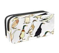VAPOKF Astuccio portapenne con cerniera, per ragazzi e ragazze, per scuola e ufficio, motivo teschio grunge diviso, Indian Runner Ducks Fattoria Animale, 2.3x8.2x3.9in/6x21x10cm, Astuccio
