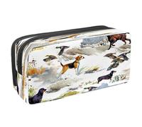 VAPOKF Astuccio portapenne con cerniera, per ragazzi e ragazze, per scuola e ufficio, motivo teschio grunge diviso, Caccia Levriero Cane e Anatre, 2.3x8.2x3.9in/6x21x10cm, Astuccio