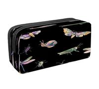 VAPOKF Astuccio portapenne con cerniera, per ragazzi e ragazze, per scuola e ufficio, ritratto di cane da montagna Entlebucher, Lumaca Libellula Coleotteri e Farfalle, 2.3x8.2x3.9in/6x21x10cm,