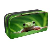 VAPOKF Astuccio portapenne con cerniera, per ragazzi e ragazze, per scuola e ufficio, ritratto di cane da montagna Entlebucher, Dumpy Tree Frog su congedo, 2.3x8.2x3.9in/6x21x10cm, Astuccio