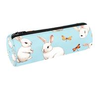 VAPOKF Astuccio portapenne con coniglietti che giocano con le libellule, portamonete, trousse per trucchi per studenti, cancelleria, scuola, ufficio