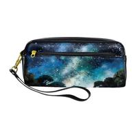 VAPOKF Astuccio portapenne in pelle PU, astuccio per cancelleria per studenti, per ragazzi, ragazze, forniture scolastiche e ufficio, notte misteriosa e tranquilla cielo stellato